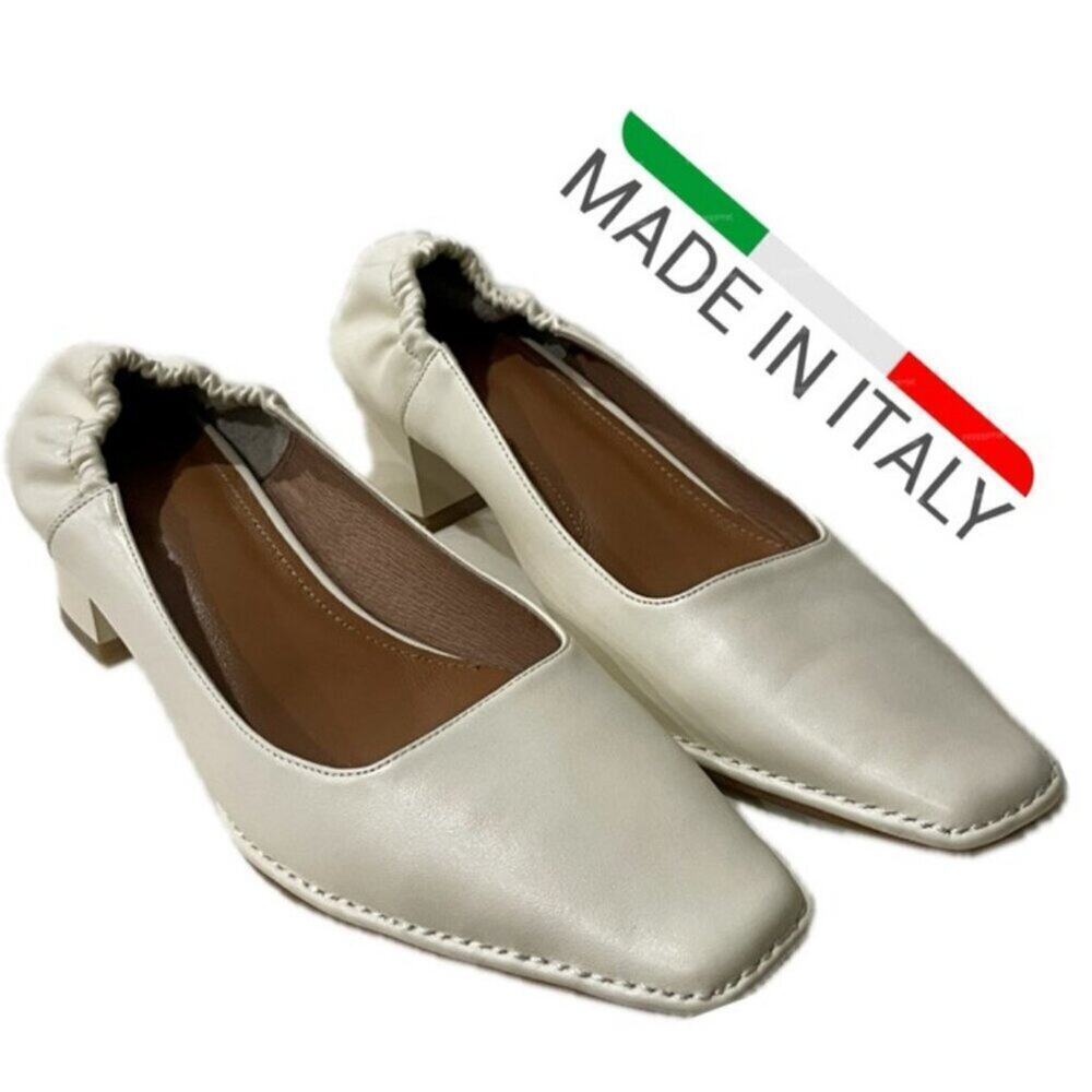 PUMPS SCRUCH SQUARE TOE MADE IN ITALY SZ 230 US 6.5 ELASTICATED TOP-LINE‎ PREPPY